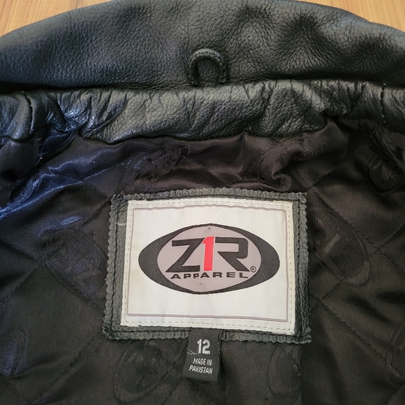 Women's black genuine leather jacket size 12 - Picture 7 of 16